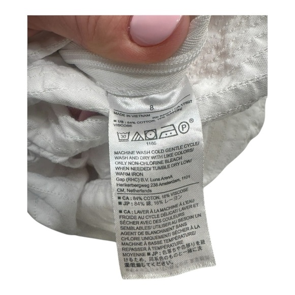 BANANA REPUBLIC CROPPED SHIRRED BLOUSE White Size 8 - Picture 7 of 8